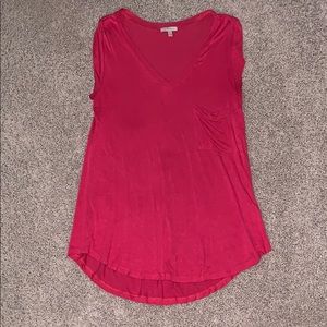 Pink Short Sleeve V Neck